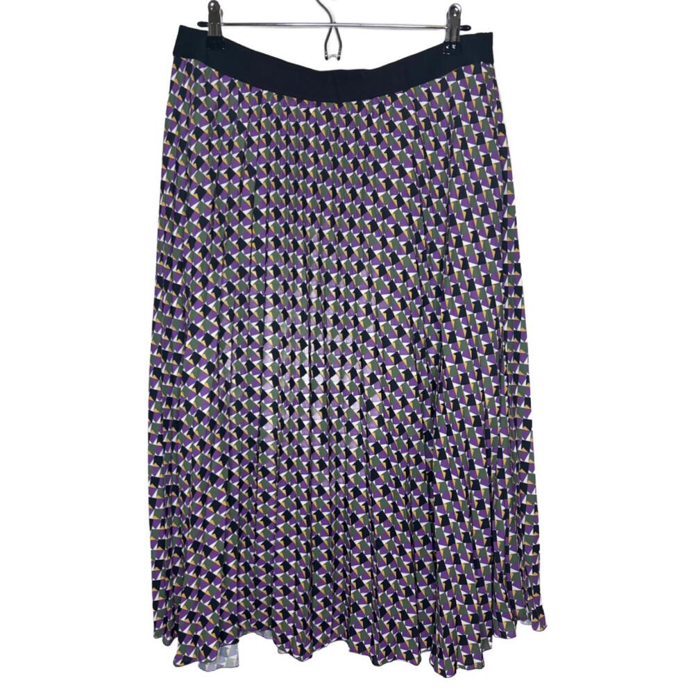 NWT Neiman Marcos Women's Sz L Pleated Geo-Patterned Midi Skirt(1920)